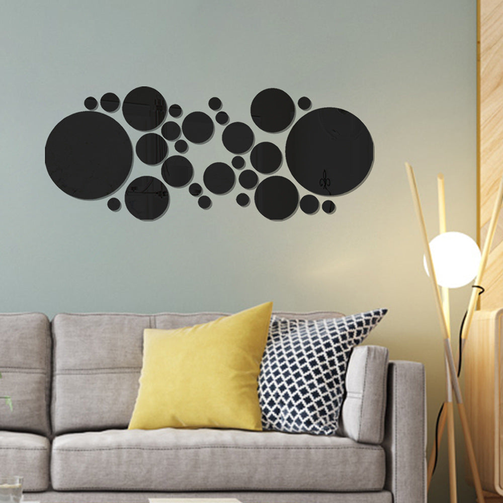 Grand et petits cercles Miroir Sticker 3D Stéréo Décoration murale acrylique