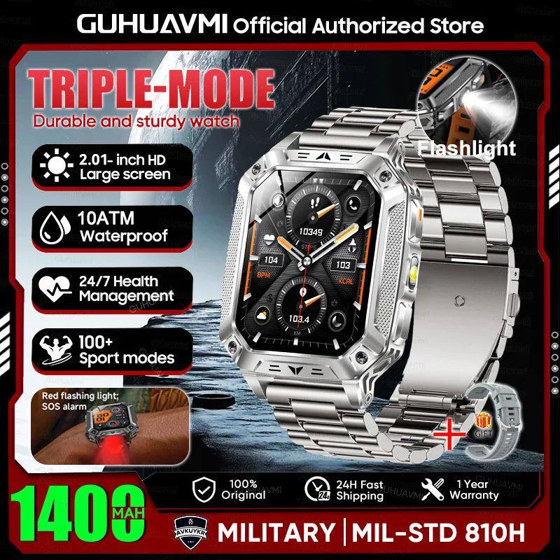 Batterie militaire 1400mAh montre intelligente avec lampe de poche LED