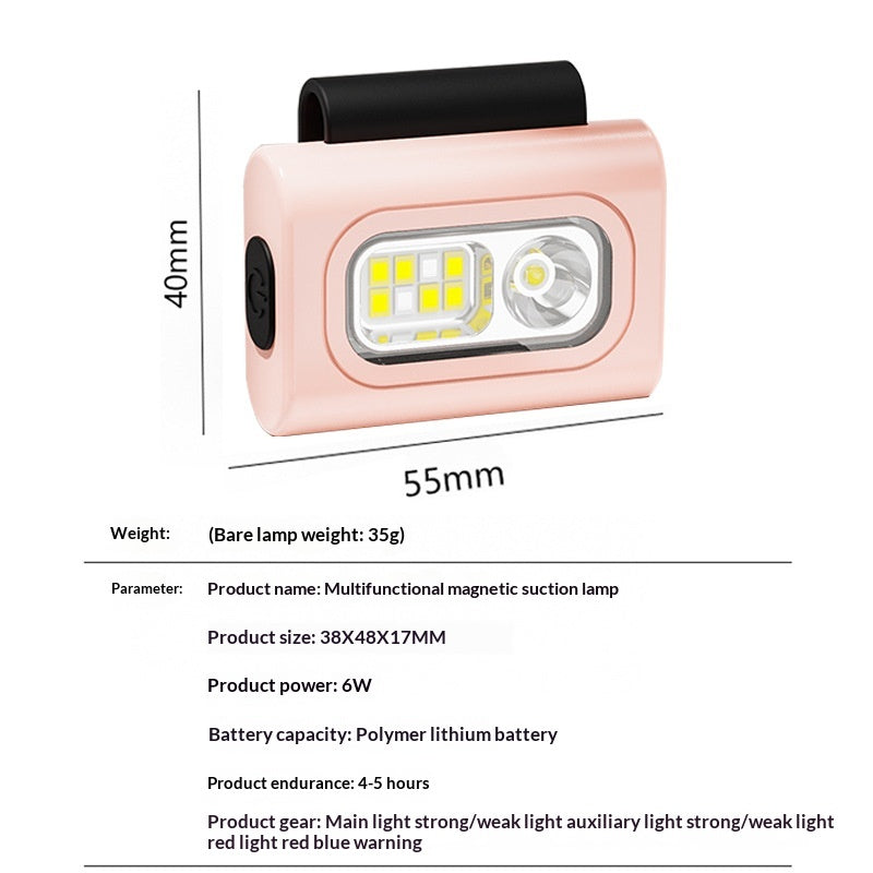 Lampe de poitrine magnétique en silicone rouge-lumière portable pour la course de nuit