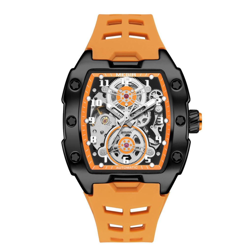 Montre mécanique de sport pour hommes en forme de barrique imperméable