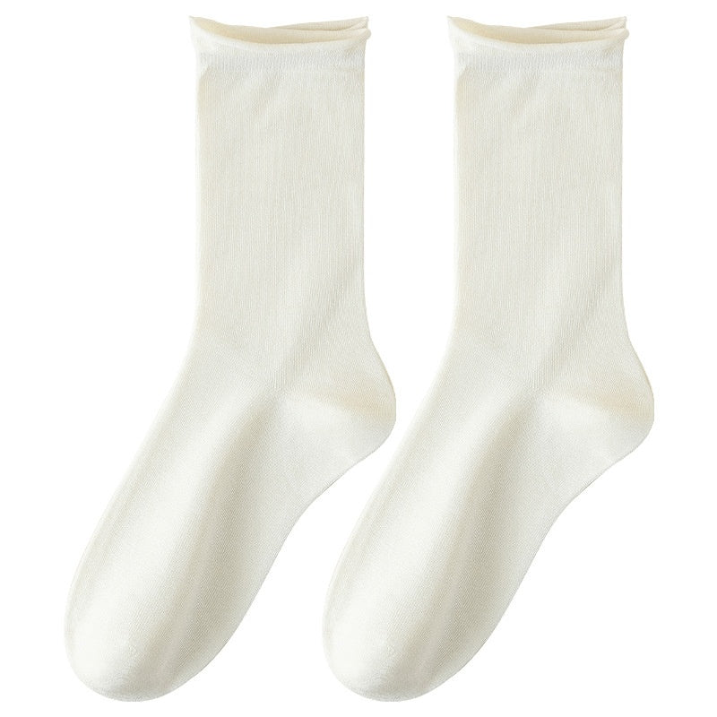 Springsummer Chaussettes mi-calf pour femmes en soie