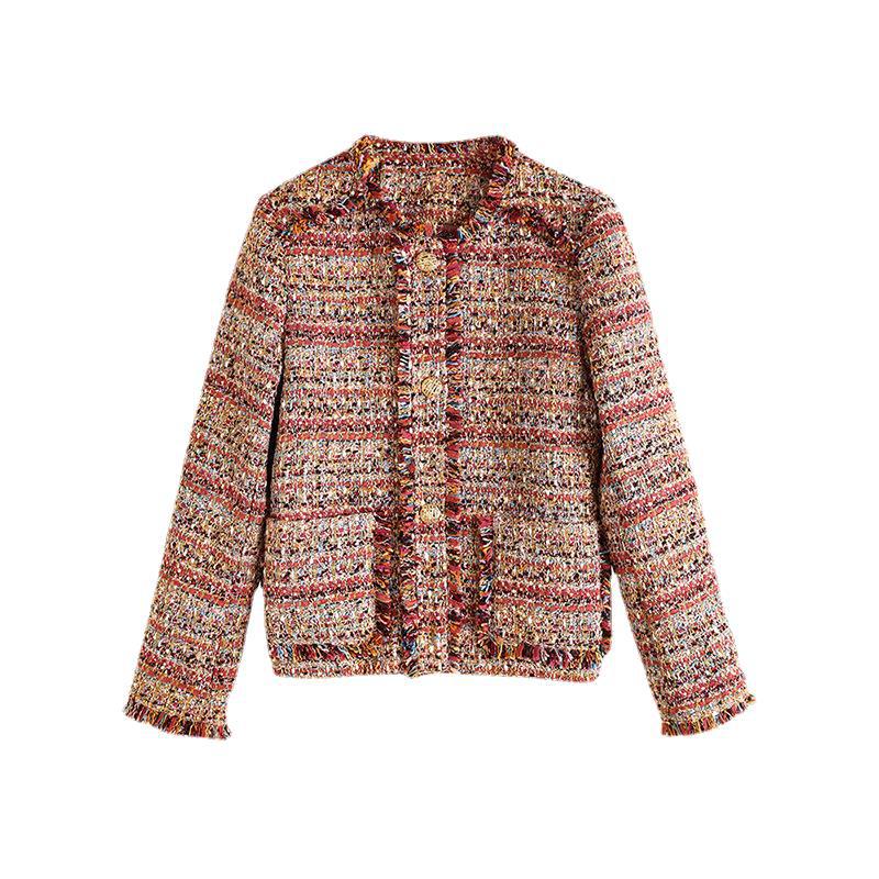 Veste d'automne Tweed Chic avec des gobelets délicats pour les femmes