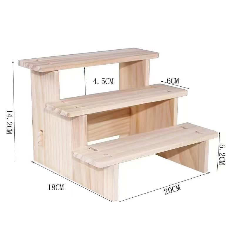 Affichage de rangement en bois à niveaux pour jouets Unité de rayonnage en bois massif