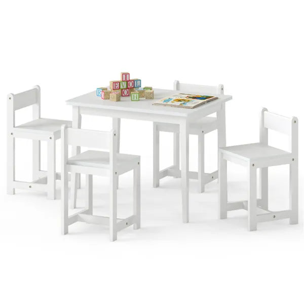 Table et chaises en bois pour enfants (1 table + 4 chaises)