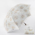 Broderie pare-soleil-y compris sac parapluie-Trois-pli huit-os-Beige-vinyl + dentelle-1