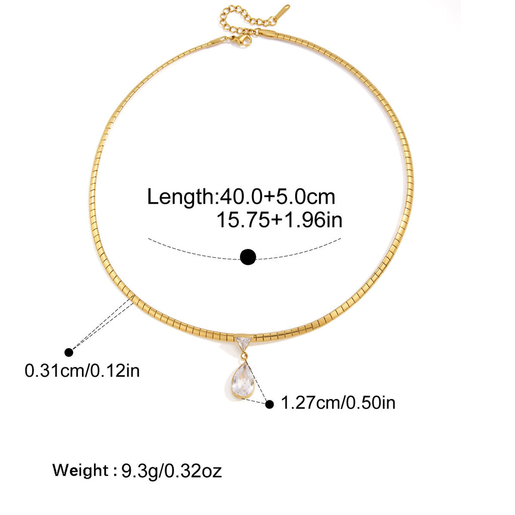 Collier en acier inoxydable à ressort étroit Zircon Snake Bone