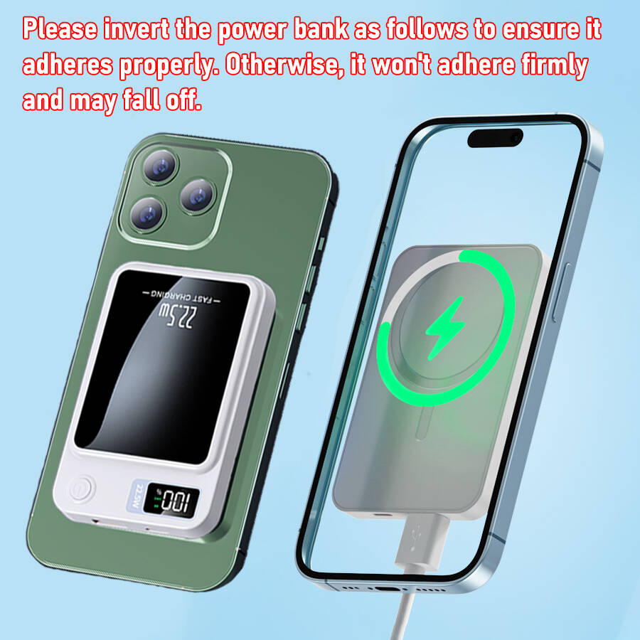 12000mAh Banque de puissance magnétique sans fil avec affichage LED