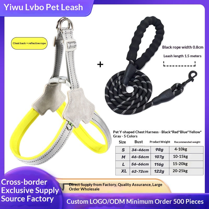 Breathable Y-Shaped Dog Harness Leash Thick Outdoor Dog Walking