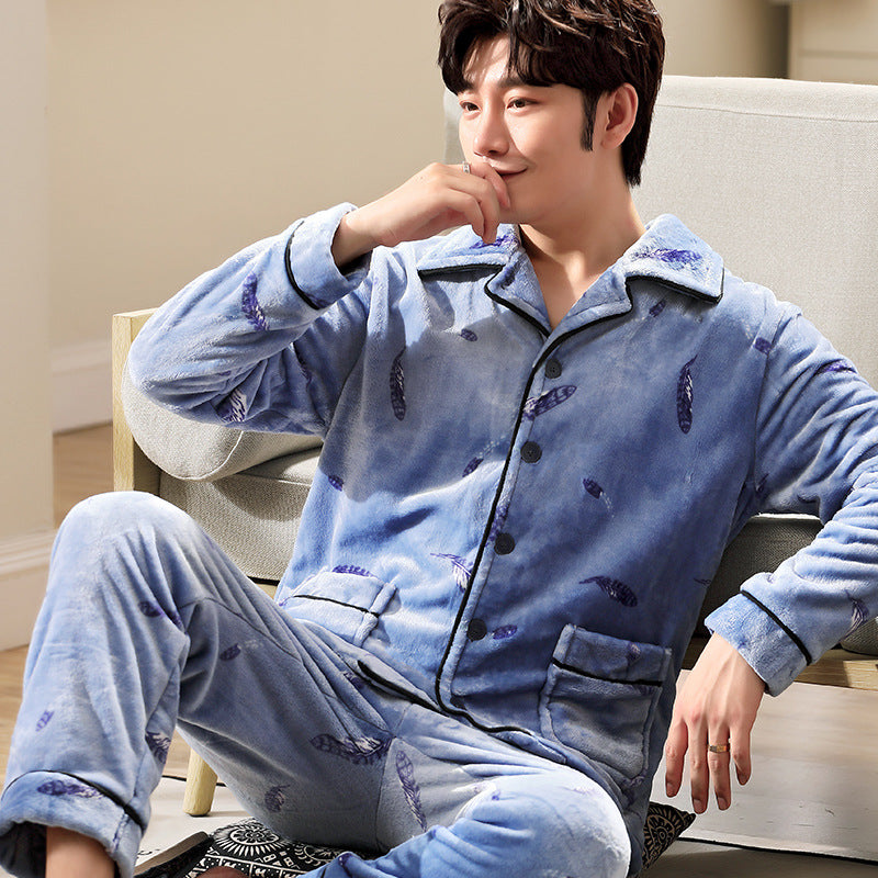 Pyjamas hommes à manches longues Flannel chaud Pyjamas hommes Plus Taille
