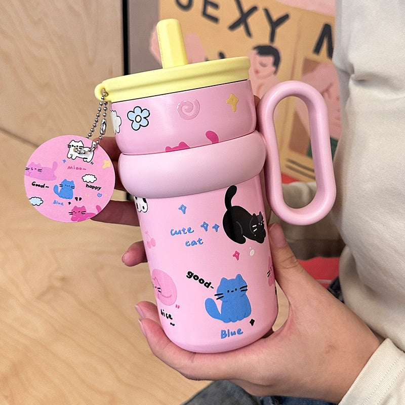 Mug mignon tasse de bureau Hautement élégant coupe de paille en acier inoxydable bouteille de maintien à froid