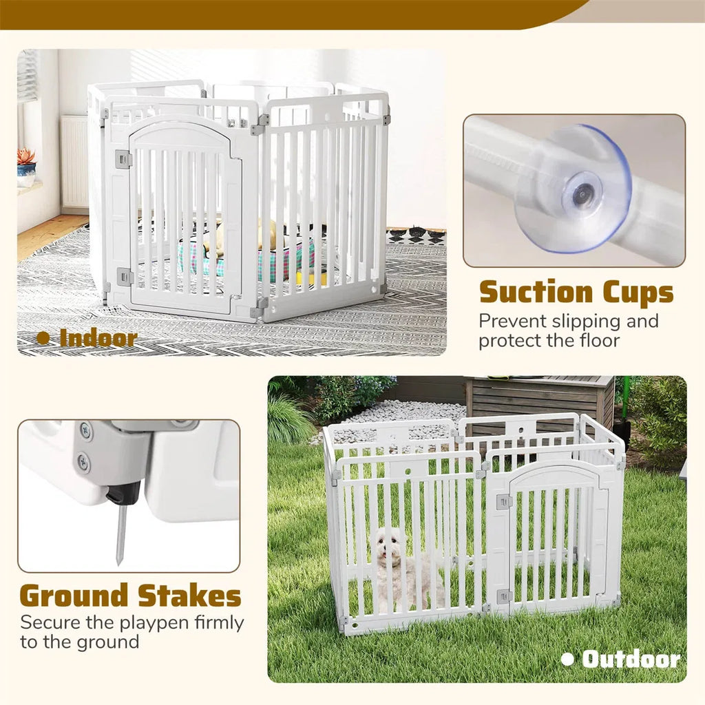 6-Panel HDPE chien Playpen - Convertible Design (Playpen/Fence)