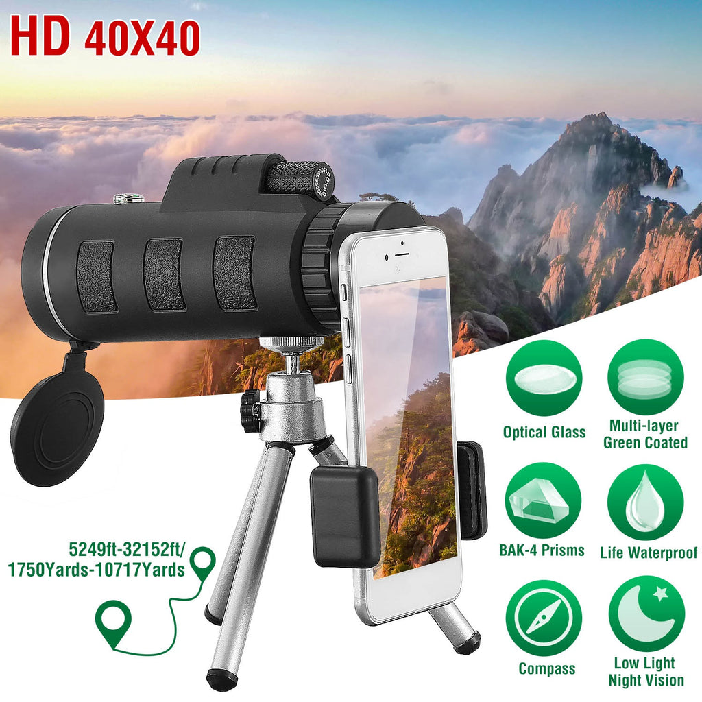1Pc 40 Plus 40 télescope optique monoculaire HD avec objectif FMC pour vision extérieure basse lumière S