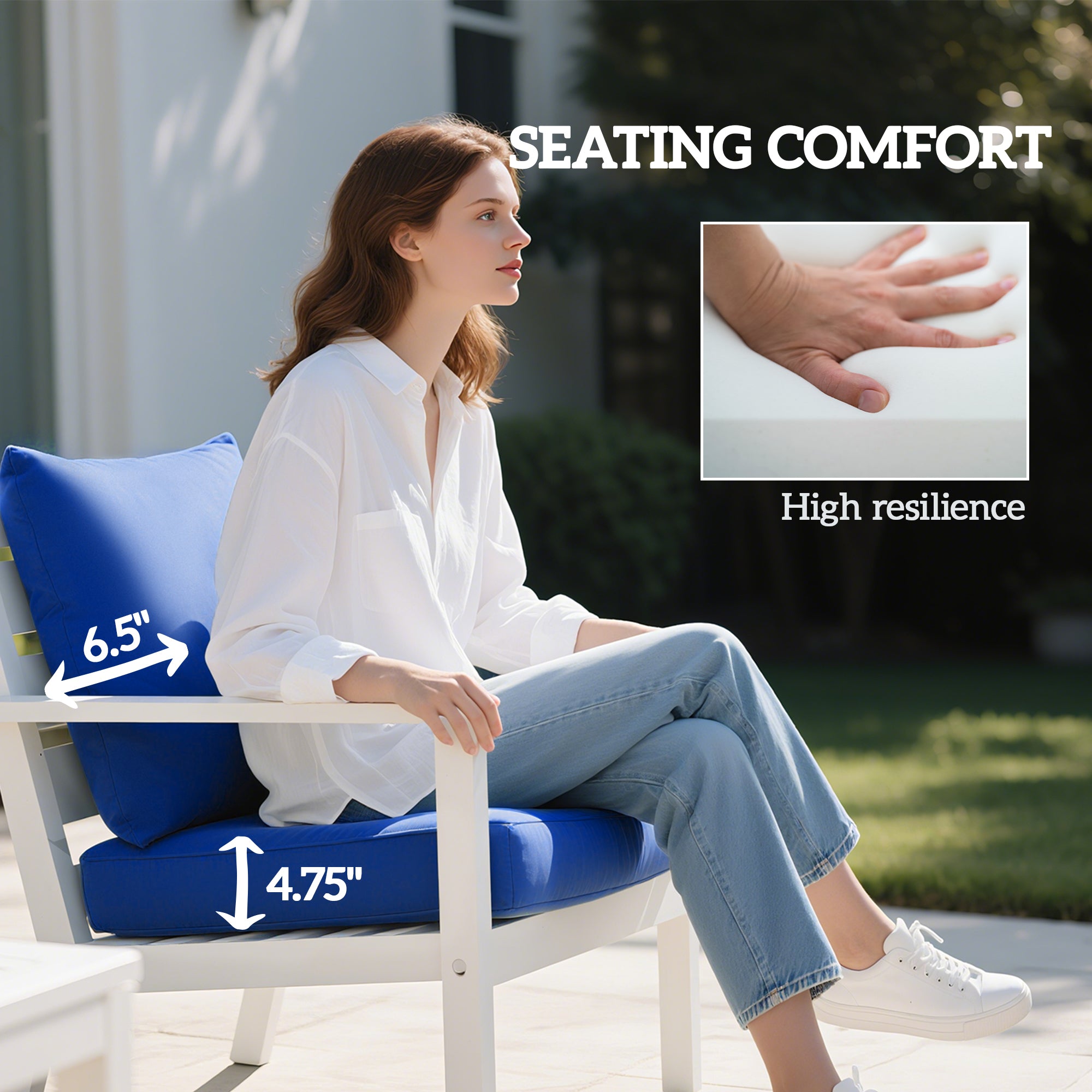 Coussins de chaise Patio ensemble de 4 avec siège et dossier