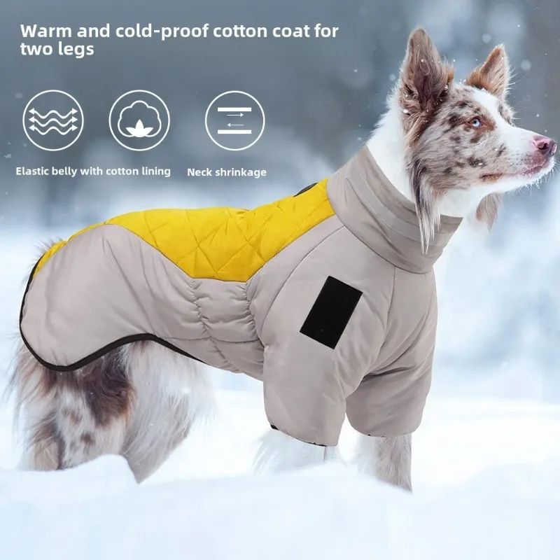Veste de grand chien imperméable Vêtements de chien chaud Manteau d'hiver Chien français Réflectif Chien froid