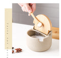 Boîte en céramique de style japonais avec serti à trois pièces de sertissage sel et S