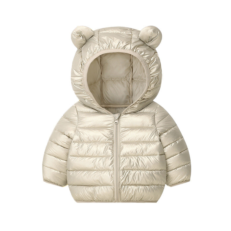 Printemps Automne et hiver Manteau de coton polyvalent de couleur solide pour les enfants
