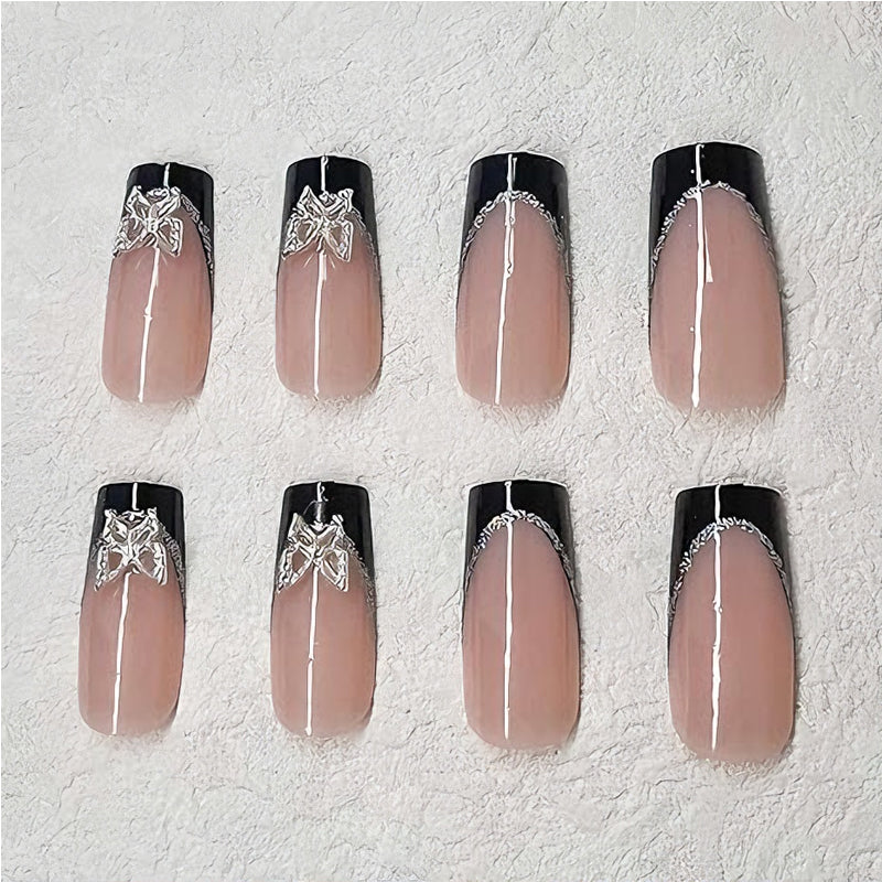 24 PCS Black P encre papillon ongles art