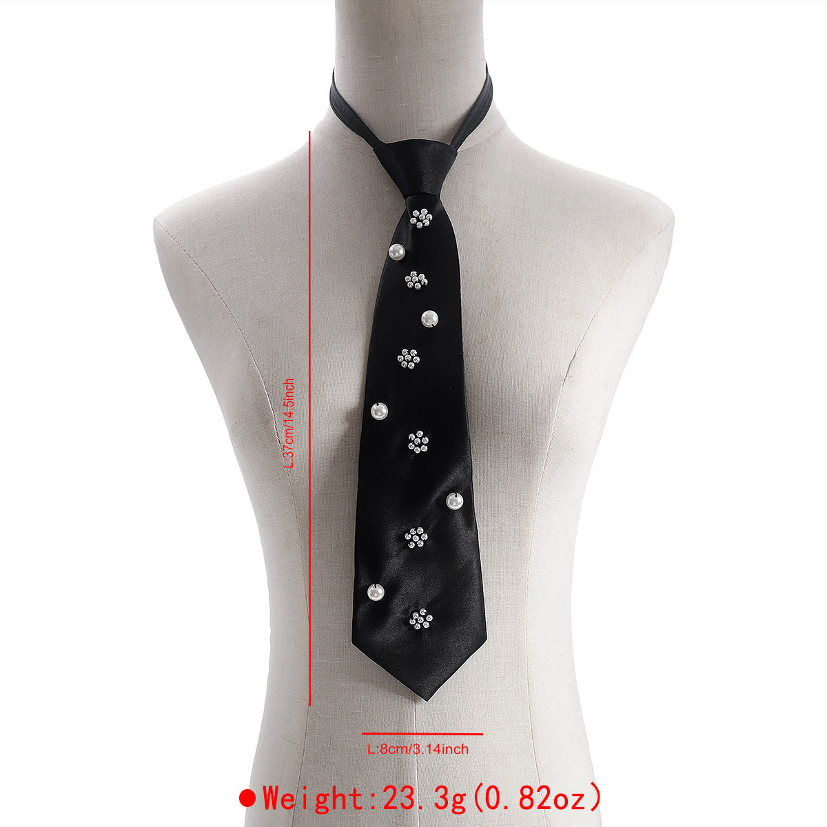 Accessoire aux fleurs en alliage de style rétro avec une cravate rouge et noire