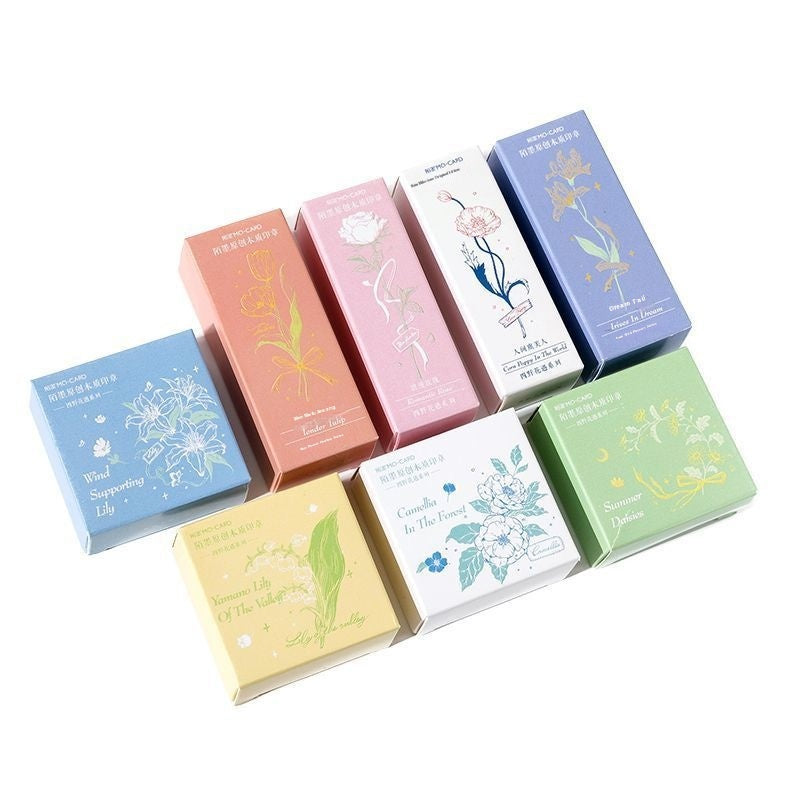 Timbre en bois frais et rétro Fleur Artistic Flower Notebook Diy Matière décorative Woode