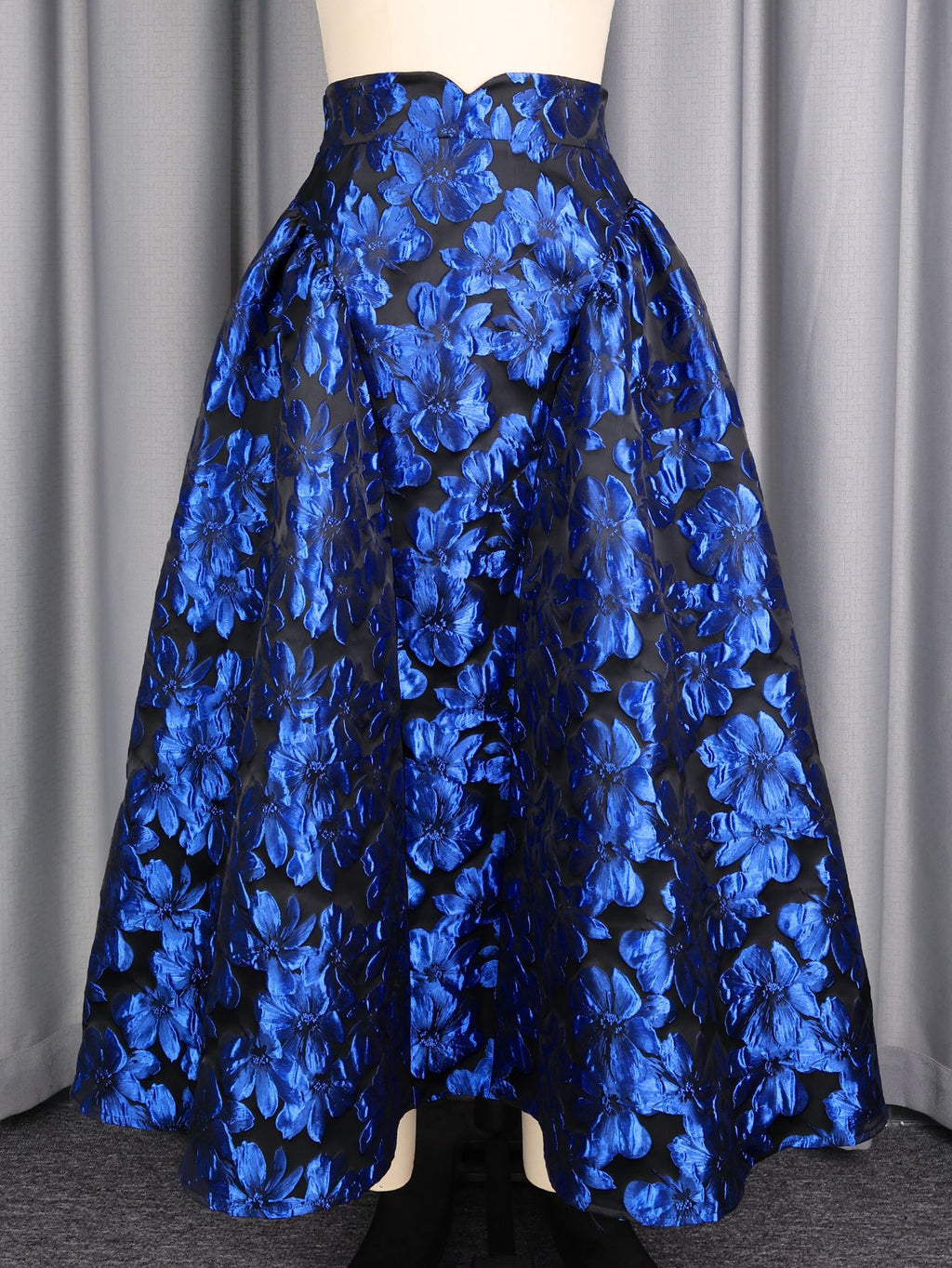 Jupe en Maxi plissée de jacquard bleu royal à haute hauteur