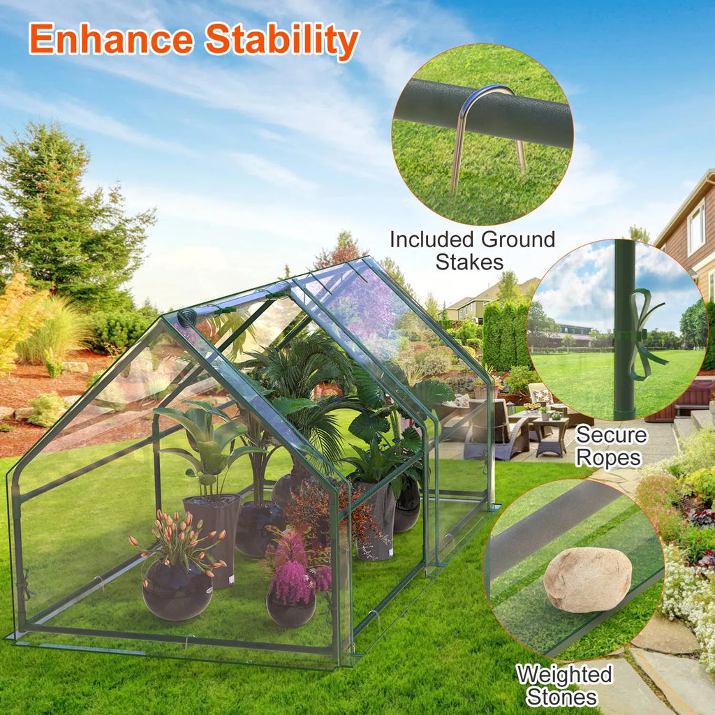 Mini serre portable avec portes à glissière étanches à UV