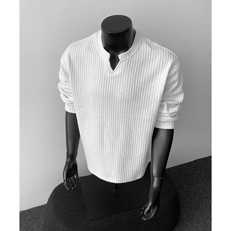 T-shirt de base pour homme à manches longues de style américain pour le printemps et
