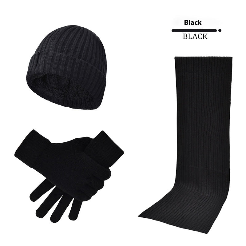 Gants d'écharpe de chapeau en laine chaude, tricotés par des hommes et des femmes