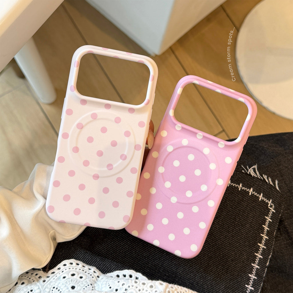 Coque de téléphone magnétique à point à crème polyvalente Polka