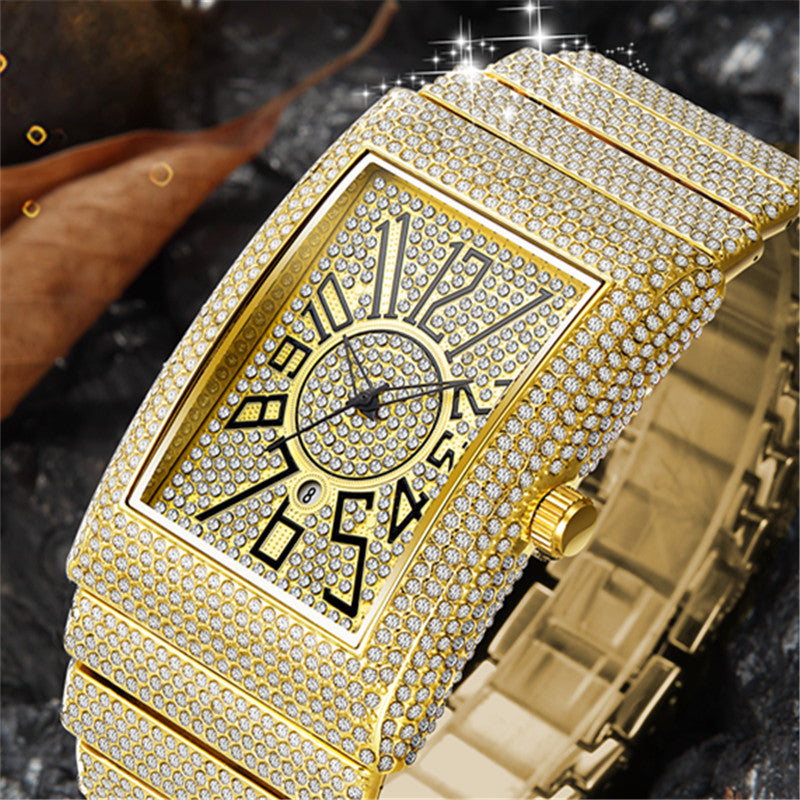 Montres de diamants Super Starry Square pour hommes