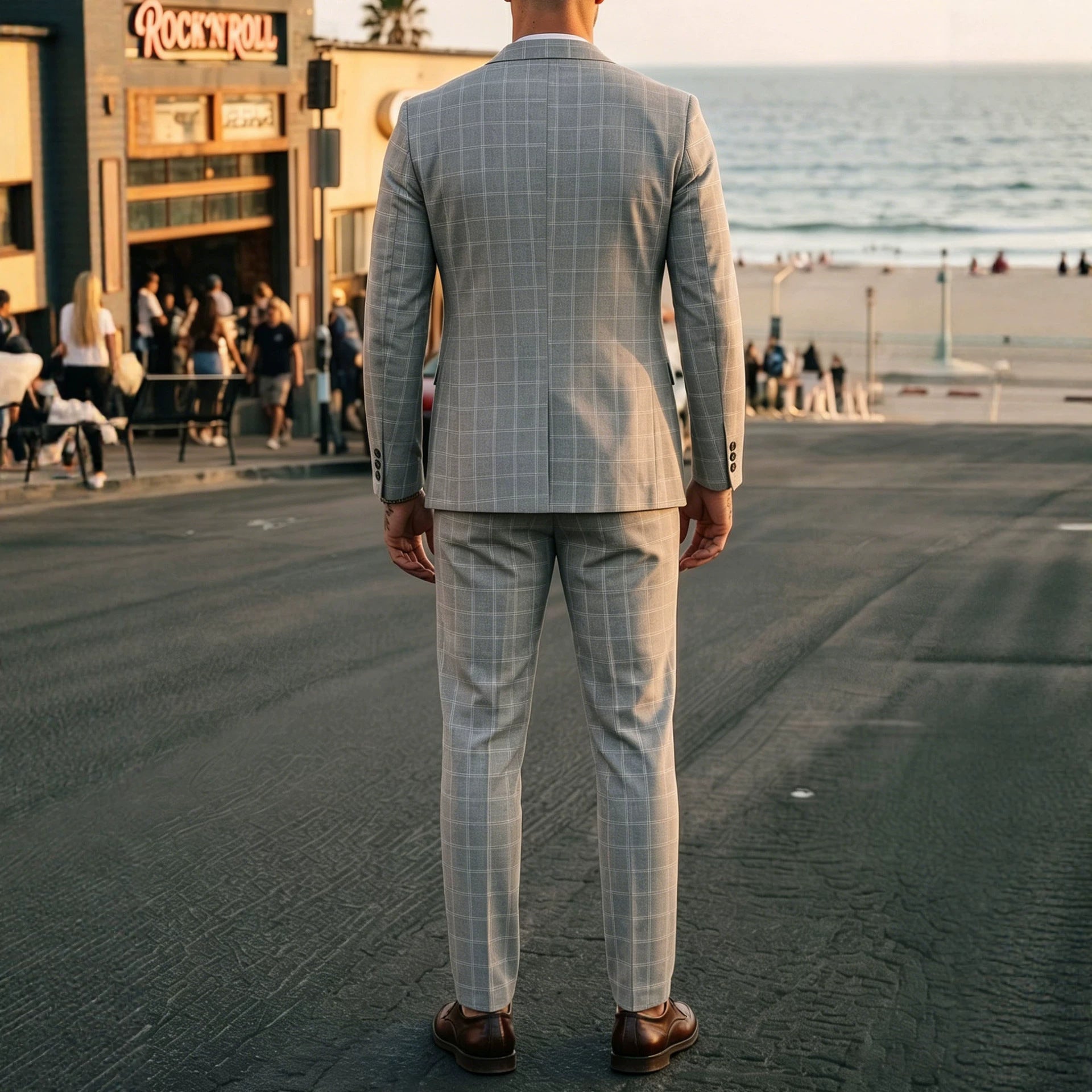 Ensemble de costumes d'affaires légers pour hommes Plaid
