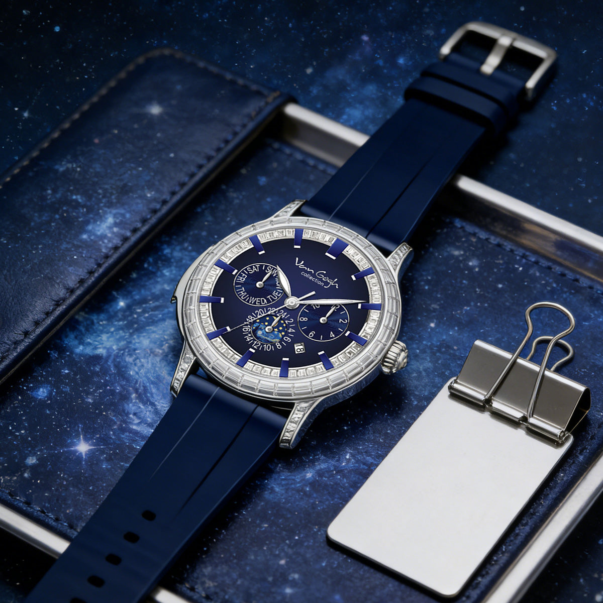 VAN GOGH High Apparence Light Luxury Homme Luminous Blue Mechanical Watch Bohui Series