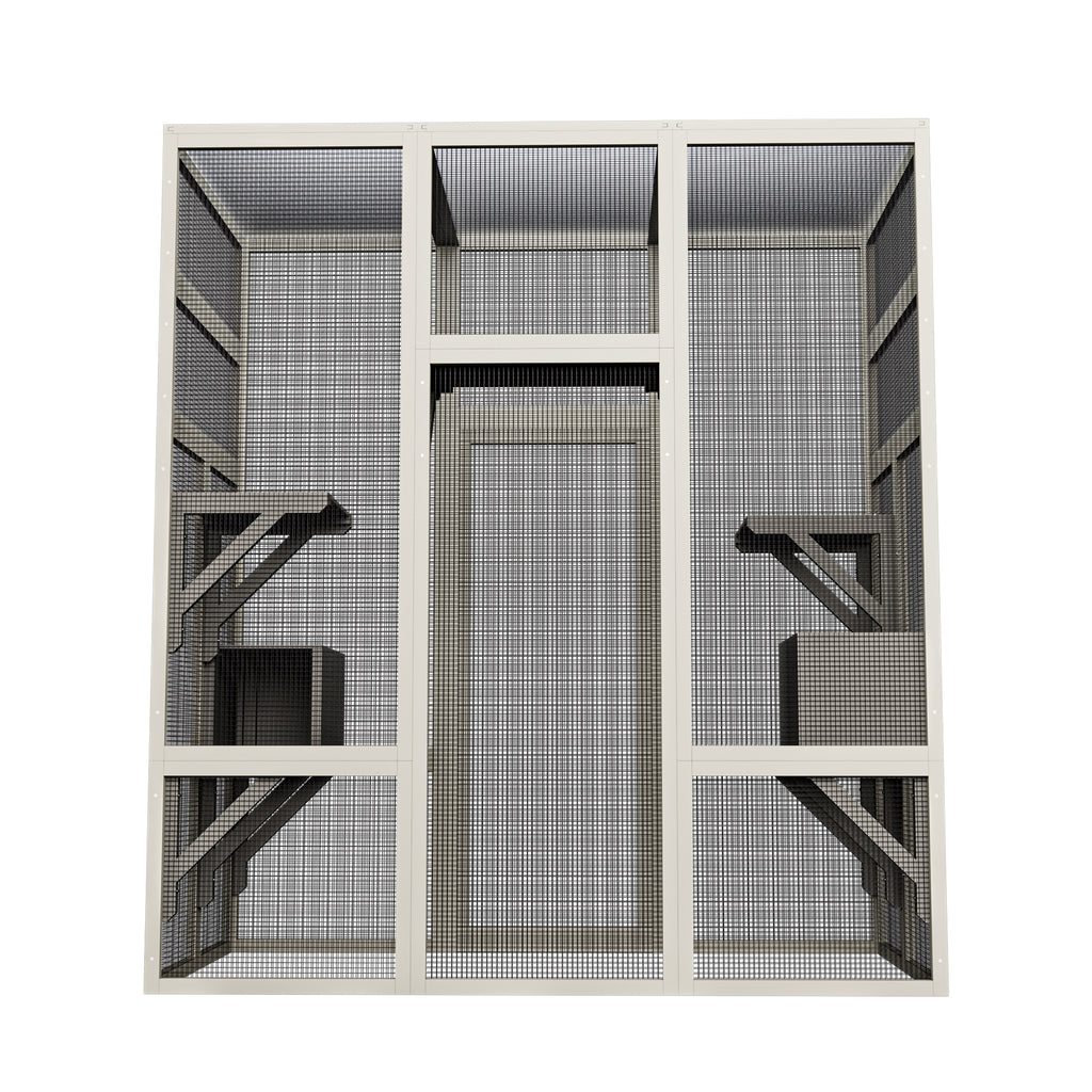 62,6" Maison de chat en bois d'extérieur gris Grand Catio