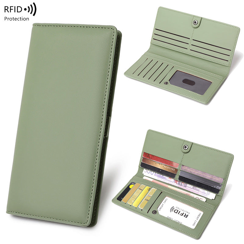 RFID Portefeuille antivol PU simple portable avec fermeture éclair et plusieurs fentes de cartes