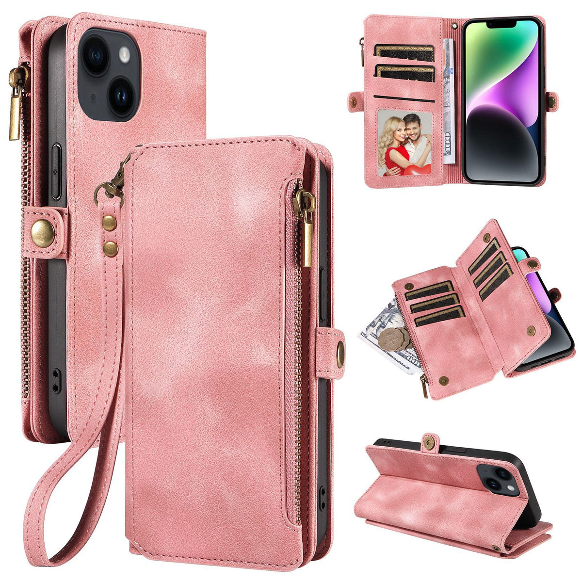Étui de téléphone en cuir anti-chute