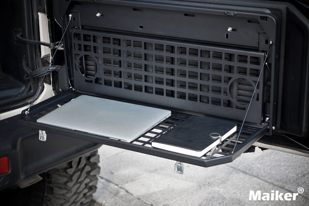 Table de hayon 2 étages arrière Rangement pliable Cargo Rack Bureau de camping extérieur pour 2007- Jeep