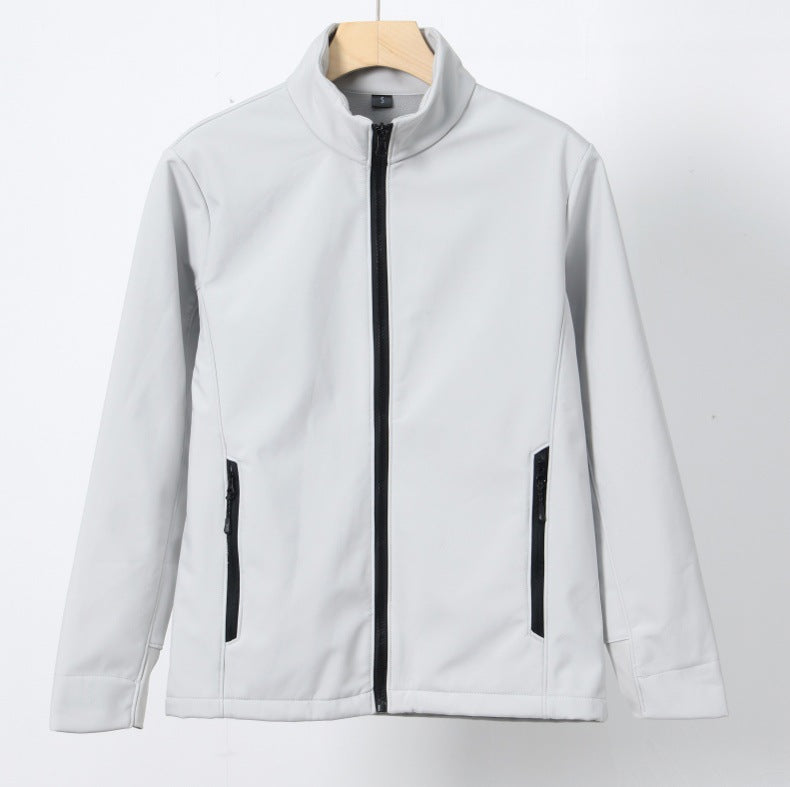 Couples' Solid Color Stand-collar Softshell Jacket
