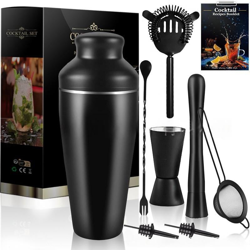 Elégant Matte noir acier inoxydable Bartending Shaker Set