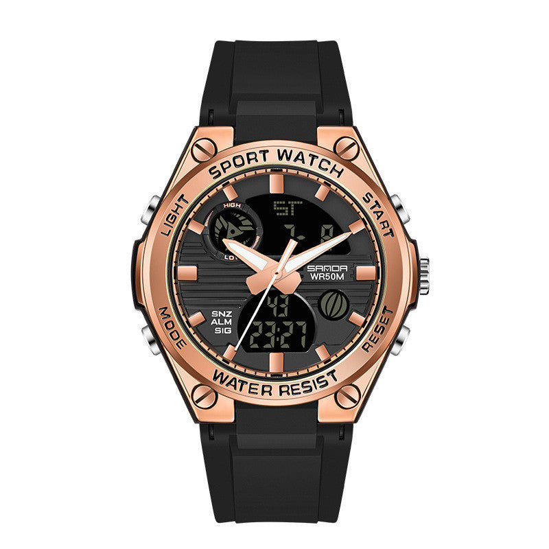 Homme double affichage étanche couple lumineux montre électronique de sport