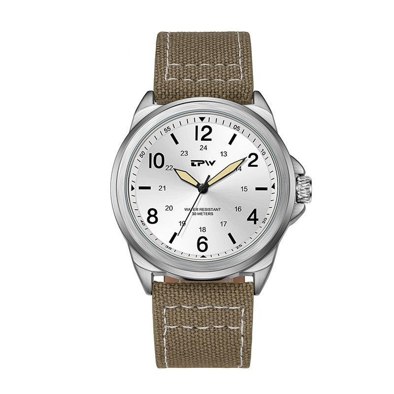 Business Casual Belt Style Imperméable Pointeur léger Montre Quartz Homme