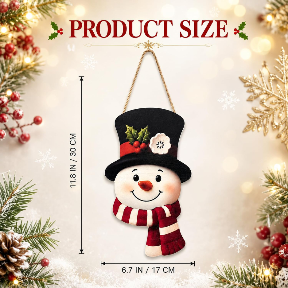 Décorations de Noël Snowman hiver bois panneau de bienvenue pour la porte avant