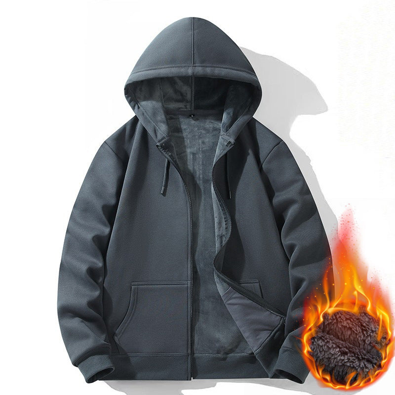 Men's Hooded Pullover Hoodie Autumn Fit Lined and Thick