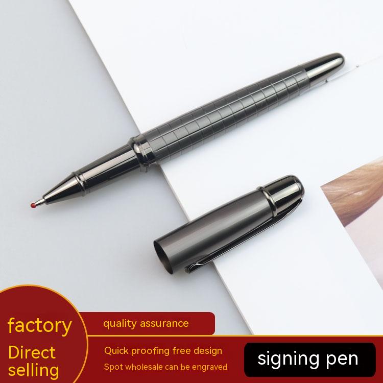 Stylo à rouleaux métalliques d'affaires Stylo à rouleaux gris bureau à base d'eau
