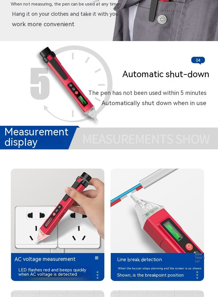 Électricien de détection de ligne multi-fonctions stylo d'essai d'affichage numérique