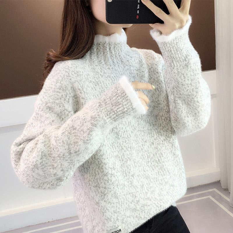 Tweater en col roulé épais pour femmes convenant à la fois à la couche et à l'usure comme vêtements de dessus