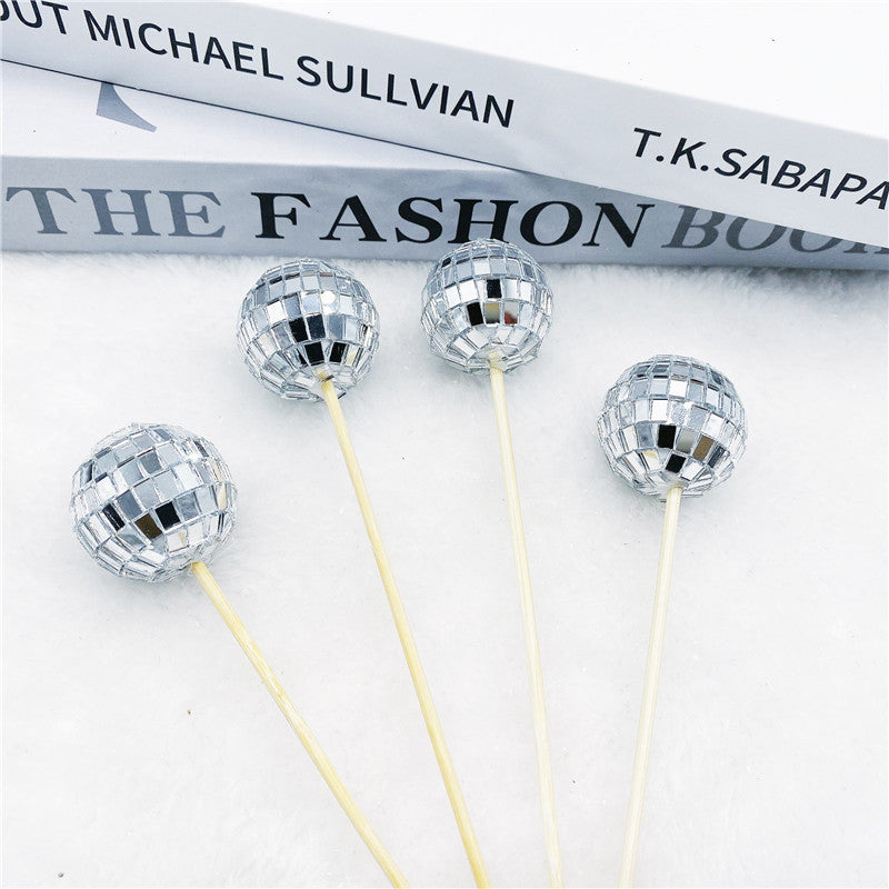 Disco Ball Cake Décoration avec bâton en bois
