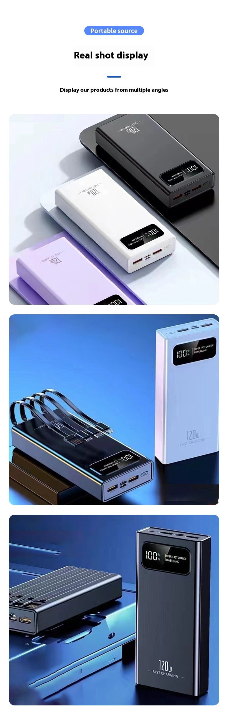 Alimentation mobile de grande capacité 120W