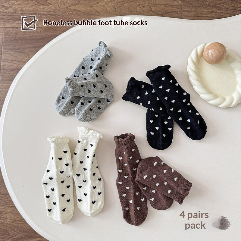Filles Coton Springautumn Enfants Rufflé Chaussettes mi-calf