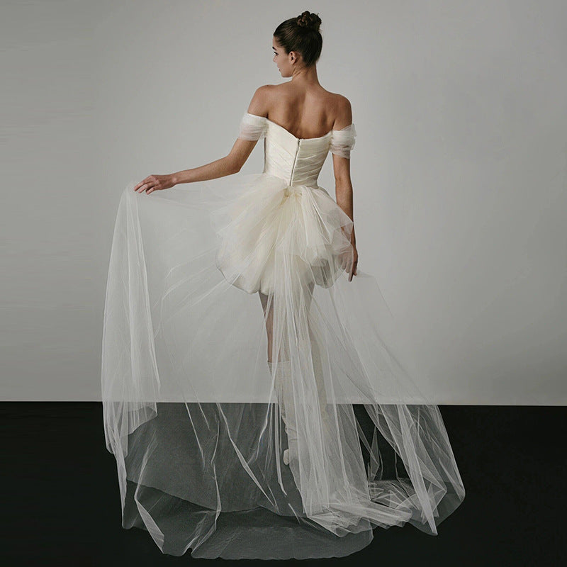 Robe de mariée légère hors-épaule Blanc Court