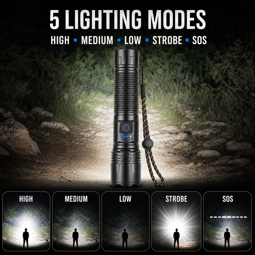 Laser blanc rechargeable Zoomable Type C lampe de poche LED 5440 800LM Pour le camping Outdoor Eme