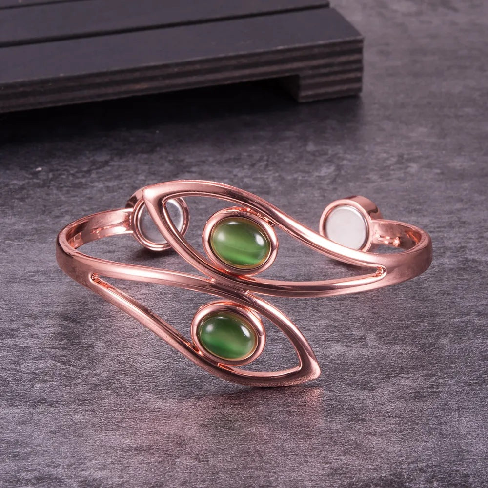 Bracelet magnétique opale en cuivre pur pour femmes